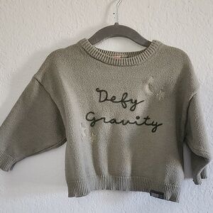 Modern Moments 'Defy Gravity' Crewneck Sweater - Olive Green. 18 Months